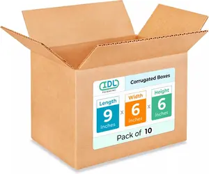 Small Moving & Shipping Boxes 9x6x6 inches (10-Pack) - Extra Strength 200 lb vs Regular - Corrugated Boxes for Packaging for USPS/FEDEX - Moving Box Heavy Duty - Cartons Box by IDL Packaging