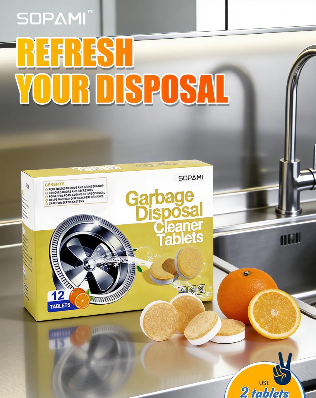 SOPAMI Garbage Disposal Cleaner Tablets | Septic System Safe, Deep Cleans Grime & Freshens Odors