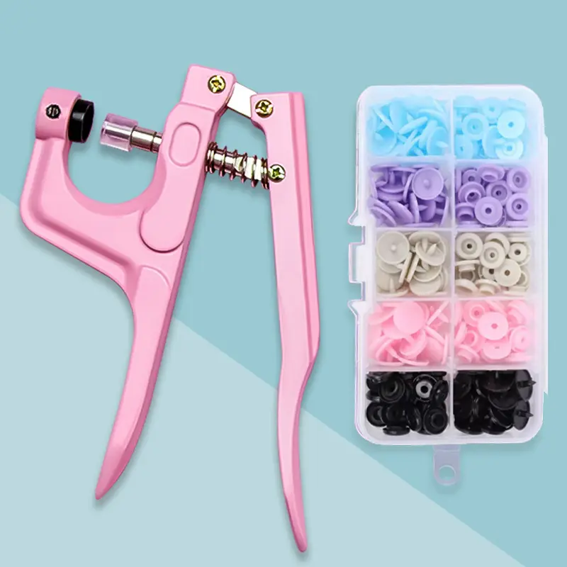 402pcs Colorful Polyester Snap Buttons DIY Sewing Craft Kit for Craft Enthusiasts - Pliers Set with 100 Button Sets, 1 Manual Pressure Plier, Storage Box, Extra Blade, Easy Installation, Ample Supply for Clothing Projects