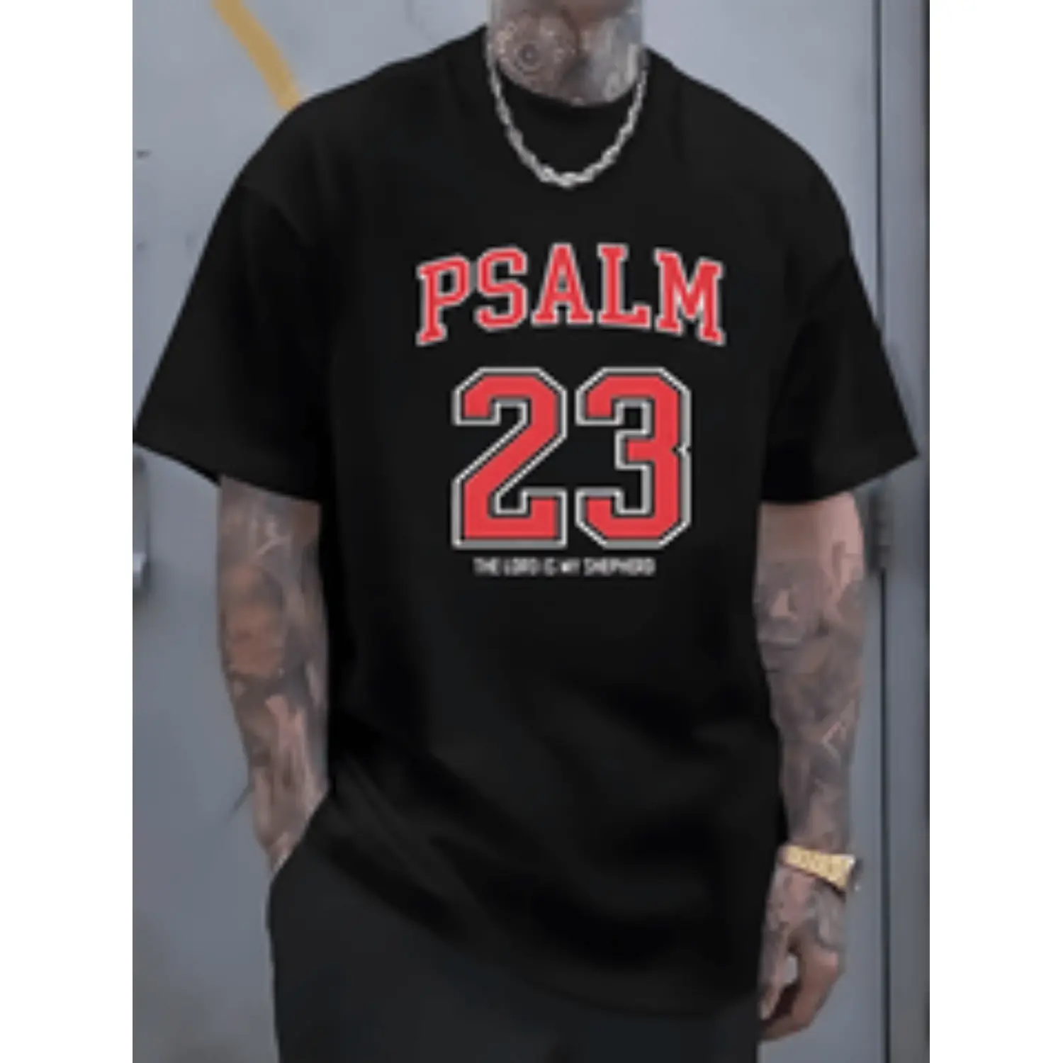 100% Cotton Summer T Shirts Mens 100 Cotton T Shirt With Psalm 23 The Lord Is My Shepherd Print   And White Short Sleeve Crew Neck Relaxed Fit Casual Streetwear Style T Shirt White T-Shirt For Men and Women