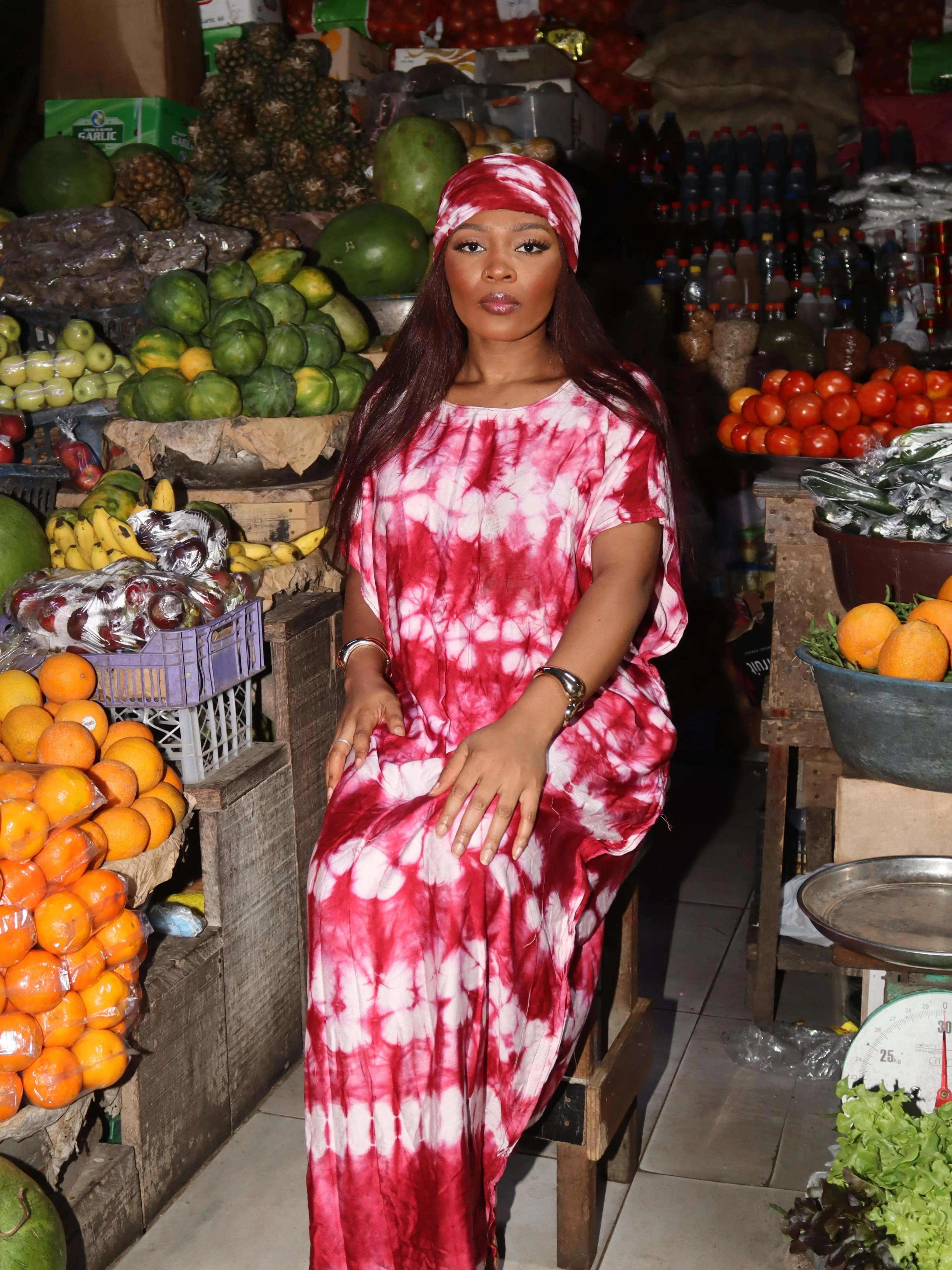 Handmade dempe bobou  Kaftan Dress with Scraf