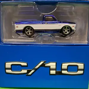 Hot Wheels Chevy C/10 White and Blue Die-Cast Model Car Collectible Vehicle