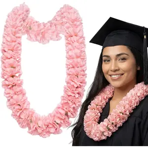 Suncalla Pink Carnation Lei 3.28ft Graduation Flower Lei Artificial Carnation Necklace Hawaiian Luau Leis for High School College Graduation Hawaiian Wedding Party