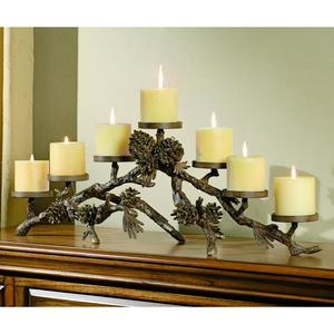 SPI Aluminum Pine Cone Mantelpiece Candle Holder
