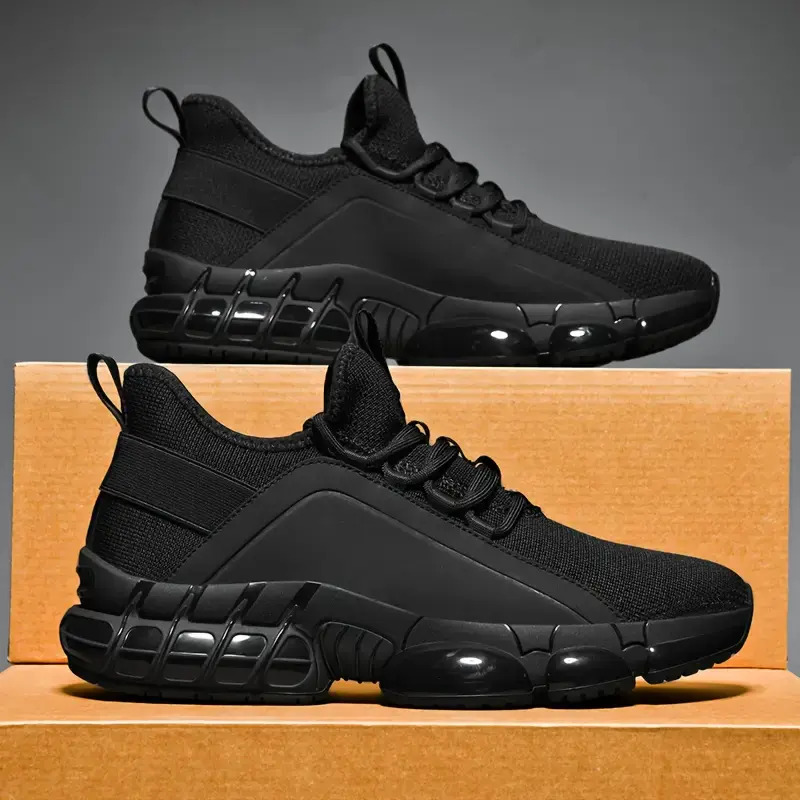 2025 autumn and winter men's new breathable sports and leisure shoes, lightweight running shoes, thick soled skateboarding shoes, black driving shoes Gymshoes High Top Sneakers Multiple warehouse shipments in the United States