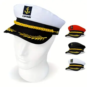 Navy Hat Sailor Hat Unisex Outdoor Travel Sun Hat Casual Flat Cap Captain Hat Cruise Party Navy Etiquette Hat