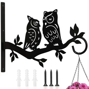 Plant Hangers Outdoor, Metal Hanging Plant Bracket, Plant Hooks for Hanging Baskets, Bird Feeders, Wind Chimes Indoor, Lantern, Flower Pot, Wall Mount Hanging Plant Holder with Screws (Owl) Organiser Hangable