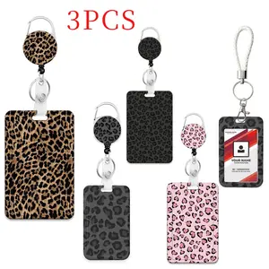 3pcs Leopard Print ID Badge Holder Set, Nurse Badge Stand, Medical Assistant Name Tag Clip, Office Gift for Doctors, Teachers, Nurses