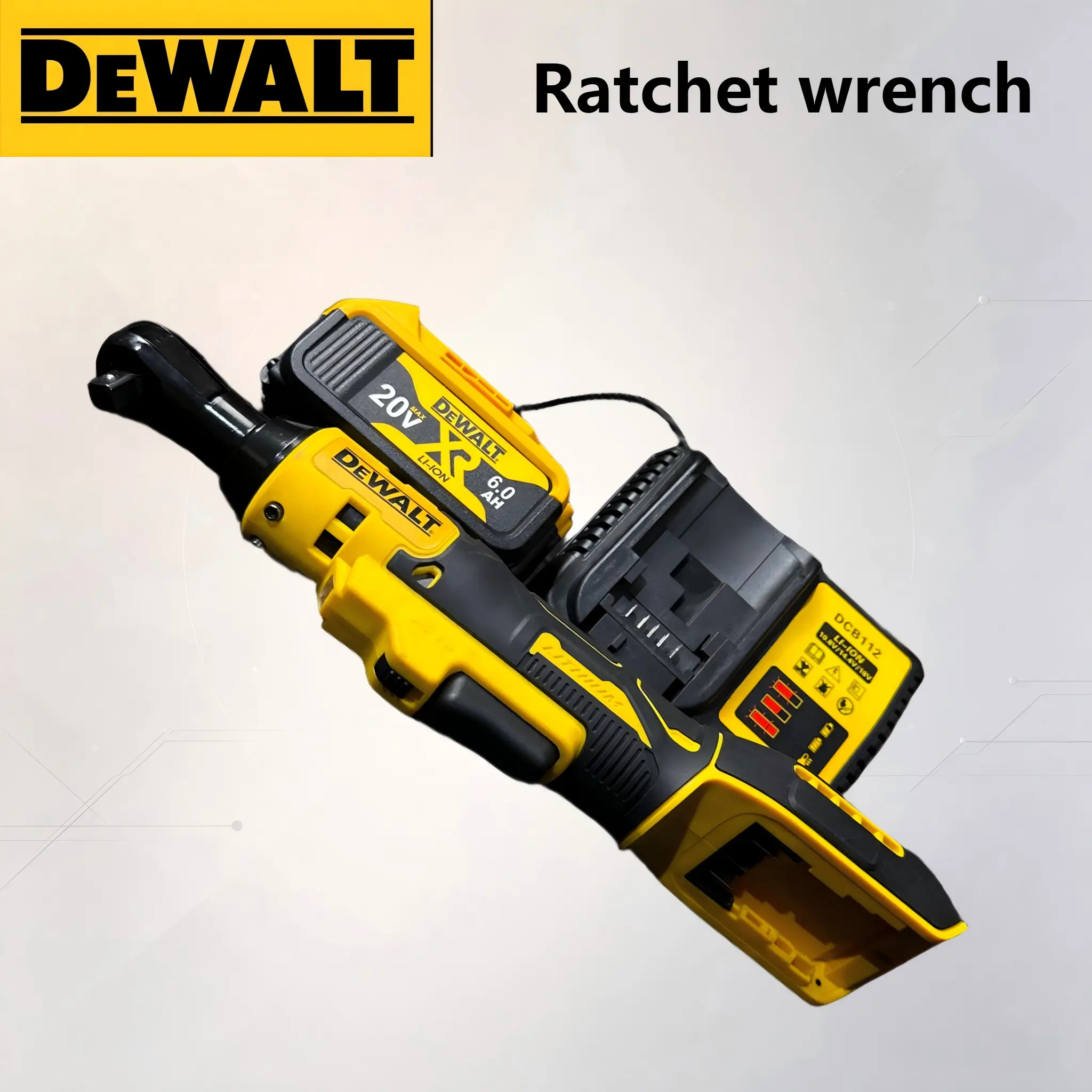 Dewalt Cordless Ratchet Wrench - Portable Torque Tool with Ergonomic Vibration-Reducing Handle for Workshop, Farm Machinery Servicing construction project v hand impact wrench kit high-quality automotive maintenance diy power brushless hardware protection