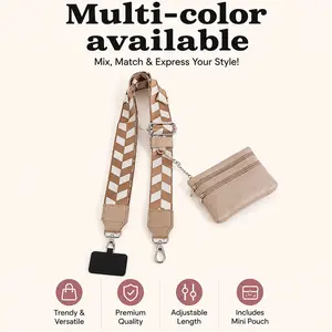 Phone Lanyard with Wallet Crossbody, Adjustable Hands-Free Cell Phone Strap, Detachable Wristlet, Universal Anti-Drop Phone Tether, Zipper Pouch Wallet, Clip & Go Phone Accessories for Women versatile use