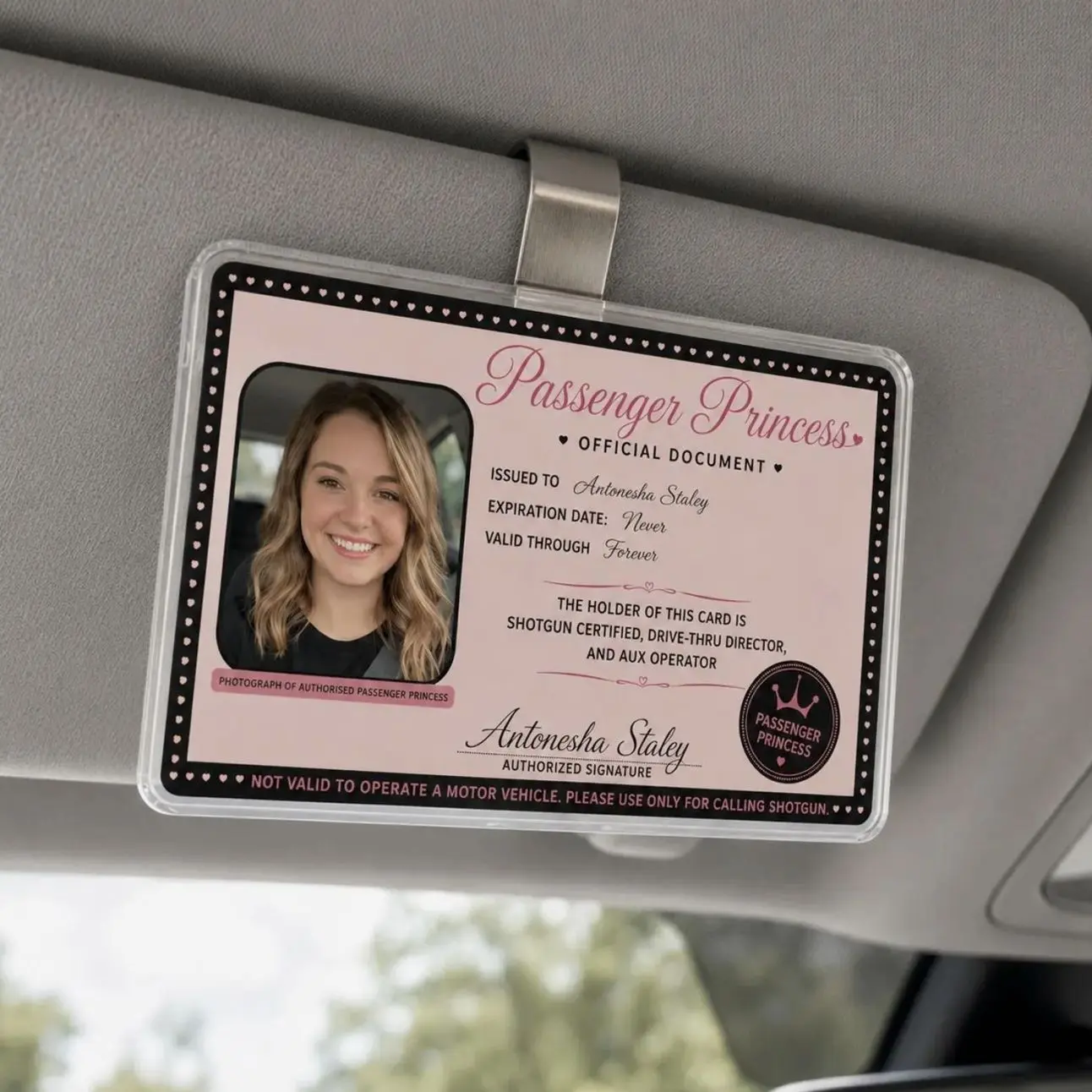 Custom Passenger Princess Car Visor Clip, Car Accessories Owner Gift for Boyfriend, Girl Friend Photo Car visor, Car Decor Gift for Husband