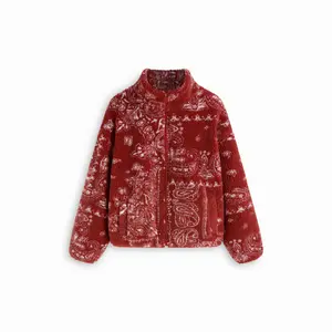 Cider Fleece Stand Collar Paisley Print Oversized Jacket