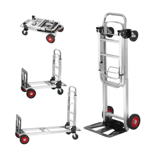 VEVOR Aluminum Folding Hand Truck, TikTokShopBlackFriday, 2 in 1 Design Max 800 lbs Capacity, Heavy Duty Industrial Collapsible cart, Dolly Cart with Rubber Wheels for Transport and Moving in Warehouse, Supermarket, Garden