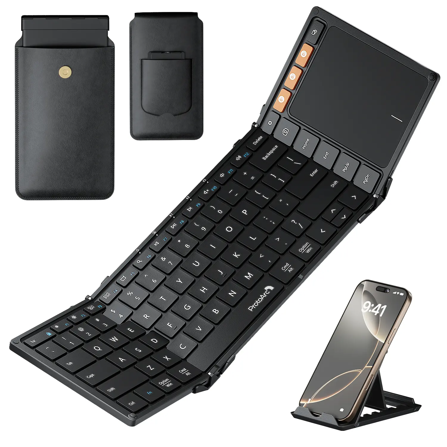 ProtoArc Foldable Keyboard with Touchpad, XK01 TP Folding Portable Keyboard, Full Size Keys, Large Trackpad Bluetooth Travel Keyboards for Laptop PC Tablet,summerwins