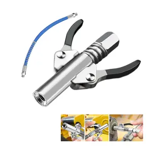 Lock and Lube Grease Gun Coupler, Strong Locking & Quick Release Grease Gun Tips Ends Couplers Needle Tip, Compatible with All Grease Guns 1/8" NPT Fittings, Rated 10000 PSI (Double Handle A)