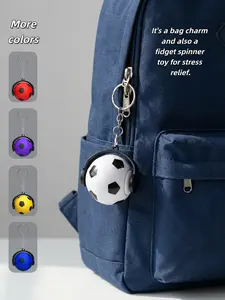 2026 World Cup Football Fidget Spinner Keychain, Portable Anti-Anxiety Stress Relief Toy, Soccer Fan Memorial Backpack Decoration