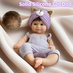 20 Inch Maddie Full Body Solid Silicone Reborn Girl With 3D Painted Skin And Purple Outfits Soft Touch Feeling Waterproof Handmade Newborn Doll For Family's Gift