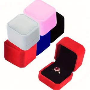 Velvet Ring Box, Elegant Jewelry Storage Unit Jewelry Holder Organizer for Engagement & Wedding Gifts, Perfect Christmas Present for Her, Seasonal Celebration Keepsake