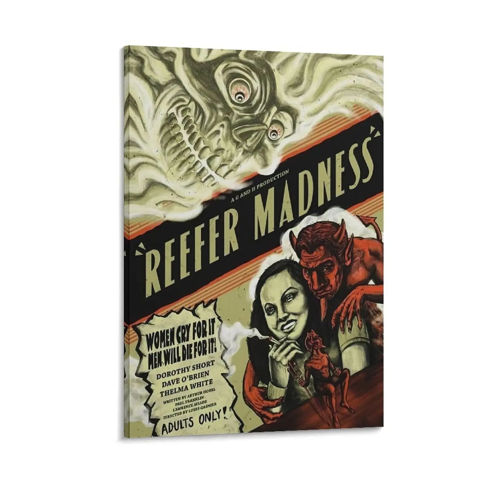 Reefer Madness Old Movie Canvas Wall Art Posters For Room Aesthetic And Decor Canvas Poster Bedroom Decor Sports Landscape Office Room Decor Gift Frames Ornaments Artistic Decoration