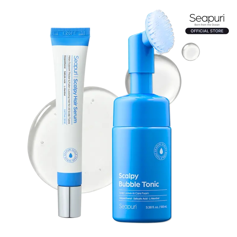 Seapuri Scalpy Scalp Revival Duo with Menthol & Tryptophan - Scalp Exfoliator, Hair Growth Serum, Volumizing Treatment, Hair Solution - Clears Buildup/Dandruff, Reactivates Follicles for Thick, Full Locks