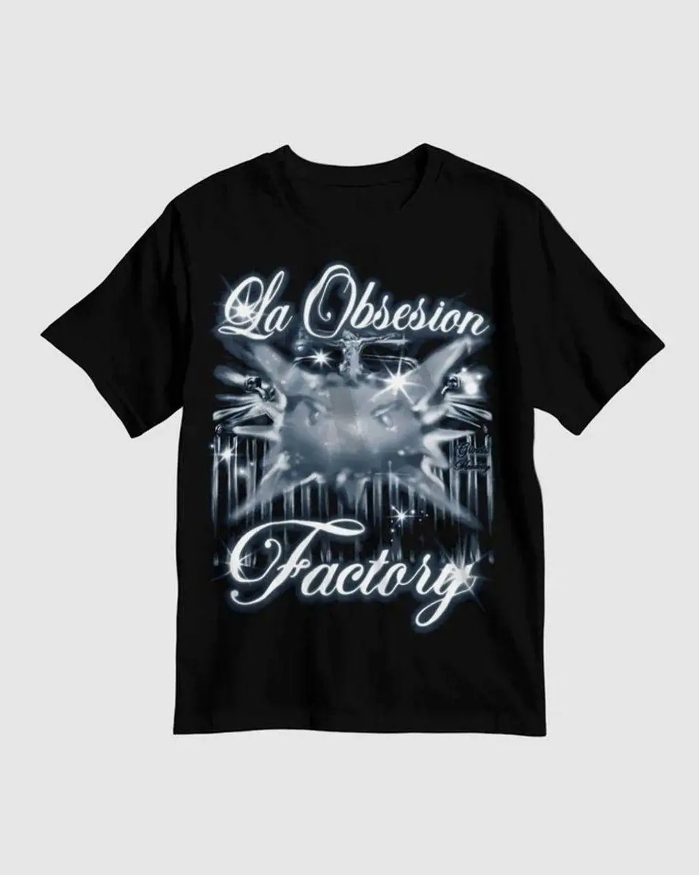 La Obsesion Factory T-Shirt, Y2K Airbrush Graphic Tee, Vintage Streetwear Shirt, Gothic Chrome Aesthetic Tee, Oversized Unisex Fashion Graphic T-Shirt BIO ZHG FPK