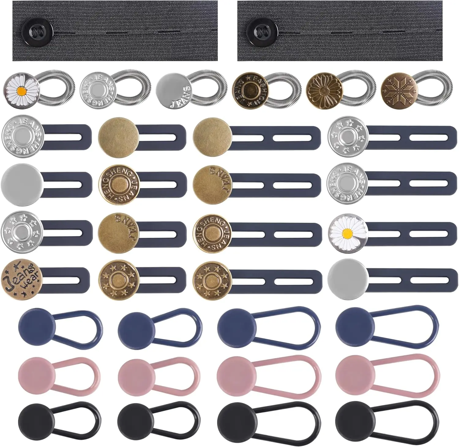 Button Extenders Jeans 36 Pcs No-Sew Adjustable Pants Button Extender ...