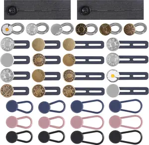 Button Extenders Jeans 36 Pcs No-Sew  Adjustable Pants Button Extender Invisible Waistband Extenders with Fabric Belts