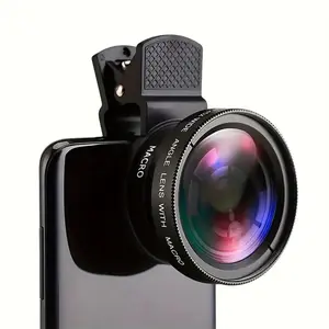 2 in 1 Clip-on Lens Kit, 1 Set 0.45X Wide Angle & 12.5X Macro Lens with Storage Bag, Camera Lens for Most Smartphones