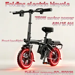 C3 - Folding Electric Bicycle, made of high carbon steel | 750 watts peak power | Maximum speed of 20 mph | 14-inch pneumatic tires | Range of 50-70KM | Mechanical disc brakes | Foldable | Lightweight and collapsible Bike Seat Dual