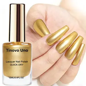 12ML Metallic Golden Liquid Chrome Nail Polish, Quick Dry Long-lasting Shine Manicure Nail Art Polish, No Formaldehyde Non-toxic Nail Art Product for Women & Girls Gift