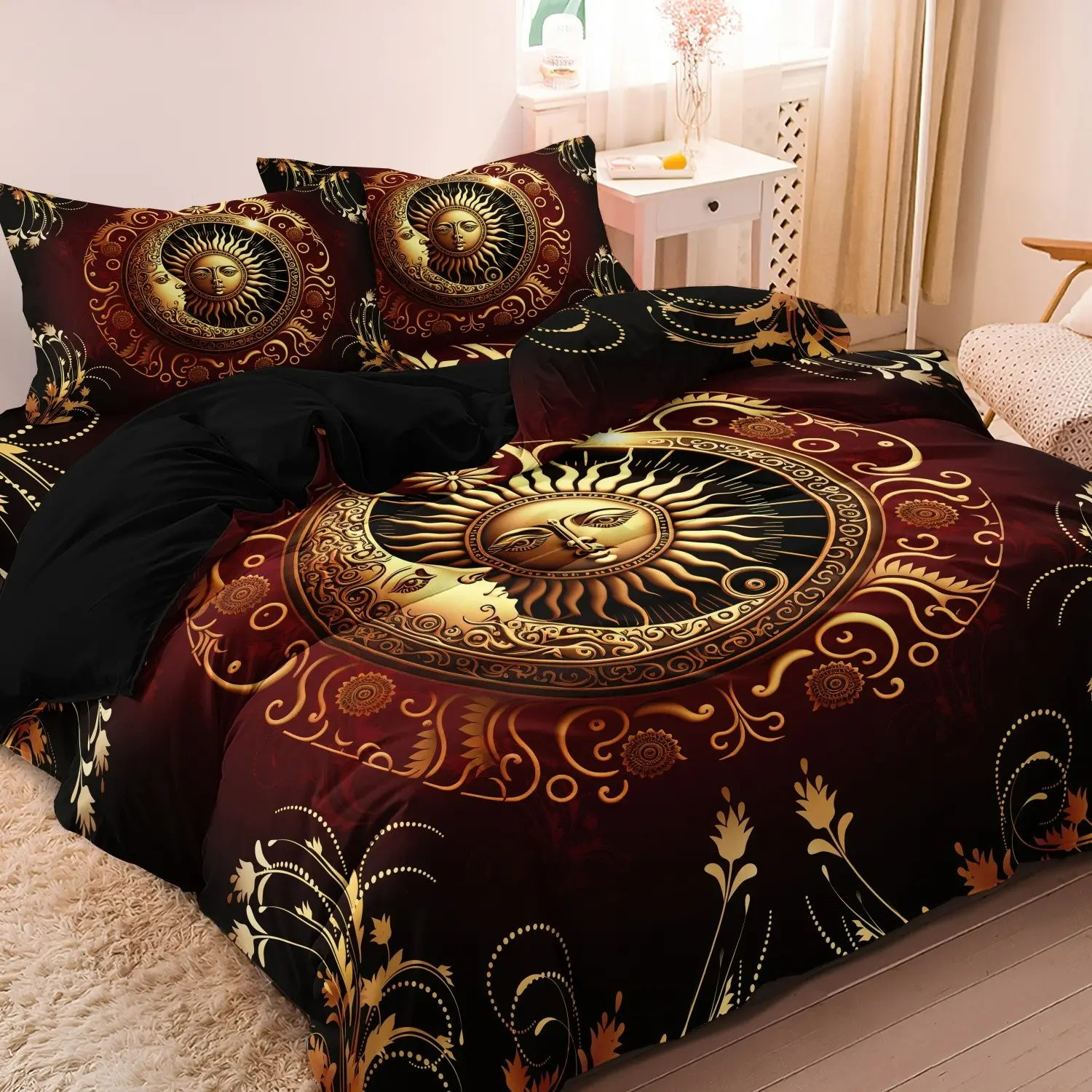 3pcs Mysterious Star And Patterned Decorative Duvet Cover Set (1 Duvet Cover + 2 Pillowcases, Excluding Pillow Inserts), High-Definition Print Bedding Set for Home And Dorm Use