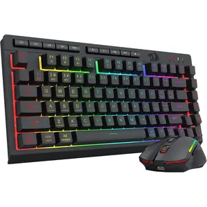 Gaming Keyboard and  Combo, /2.4G/USB-C Wired, RGB Backlit, 75% Portable Quiet Rechargeable Macro Membrane Keyboard & 12800 DPI  with Software for Win/