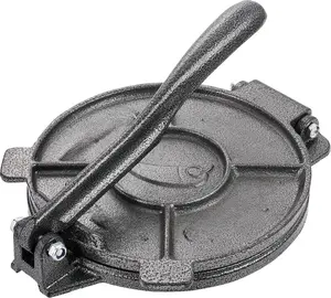 Heavy-Duty Pre-Seasoned Cast Iron Dough Press, Roti Maker with 100 Reusable Parchment Paper Sheets for Bake Prep, Essential Kitchen Utensil