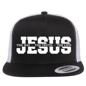 Jesus is The Way The Truth The Life Christian Catholic Bible Verse Flat Bill Snapback Trucker Hat