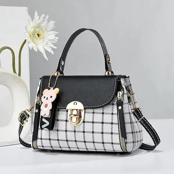 Women's Summer 2025 Plaid Pattern Patched Design Pu Leather Crossbody Bag, Fashionable Adjustable Strap Metal Buckle Design Shoulder Bag for Daily Used,Waterproof, scratch resistant, portable, Mother's Day gift