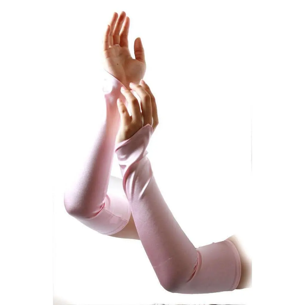 12 PACK Light Pink Satin Gauntlet Fingerless Gloves 18"  5085LI