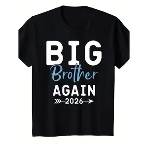 Big Brother Again 2026 Arrow Design T-Shirt for Boys Girls, Comfortable Cotton Crew Neck Short Sleeve, Breathable, Moisture Wicking, Casual Comfortable Fashion Summer Seasons Party Family Event Sibling Gift (3-13Y)