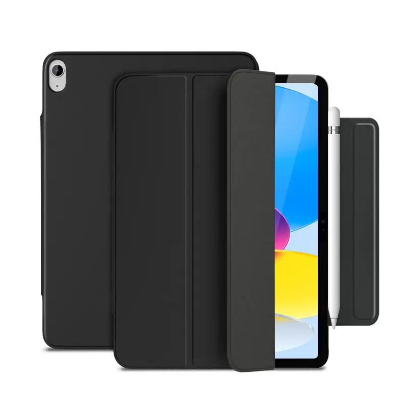 Magnetic Double-Sided Clasp iPad Case with Buckle for iPad 10th Gen 2022 & iPad Air 6, Smart Folio Cover with Pencil Holder, Auto Wake/Sleep, Slim Protective Leather Shell for Apple iPad