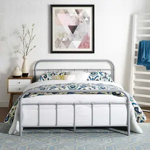 Modway Maisie Queen Stainless Steel Bed Frame in Gray