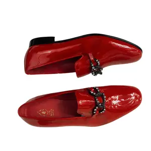 JB Designs Shiny Leather Shoes with Silver Chain and Crystals