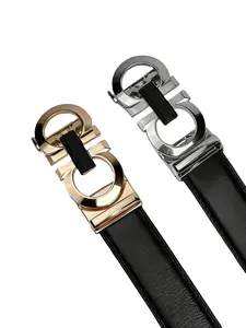 Set 2 Men's PU Leather Belt with Automatic Buckle, Durable Alloy Waistband, Casual Style for All Seasons, Universal Fit for Men