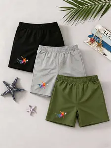 Vibrant Soccer Boy Shorts Set of Three, Outdoor Sports, Hobby Activities, Daily Wear, Home Leisure, Fashionable Colors, Ideal for Boys