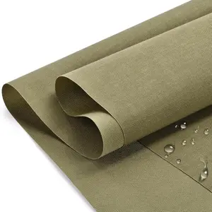 Waterproof Canvas Fabric - 58" Wide 600D Upholstery Polyester Material - Durable Indoor Outdoor Water Resistant Fabric for Furniture Cover Cushion Home Awning Tent (Khaki, 1 Yard)