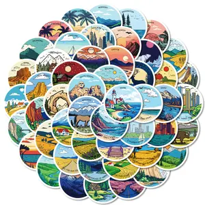 New 50 Sheets Outdoor Landscape Graffiti Stickers, Ideal for Scrapbooks, Diaries, Laptops, Water Bottles, Cars, Positive Message Gifts