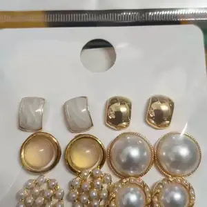 Women's Pearl Earrings Set, Minimalist Design Jewelry Gift for Her, Dainty & Elegant Ear Accessories for Daily Wear