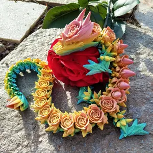 3D Printed Rose Dragon Figurine, Jointed Activity Toy, Wholesale Handmade Crafts, Perfect Gift for Collectors & Decor