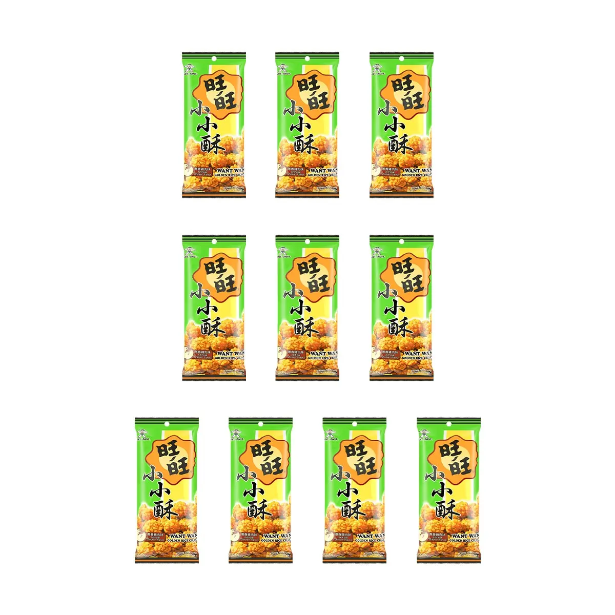 Want Want Crispy Snack, Scallion Chicken Flavor, 60g x 10 Packs Value Bundle, Taiwan Imported