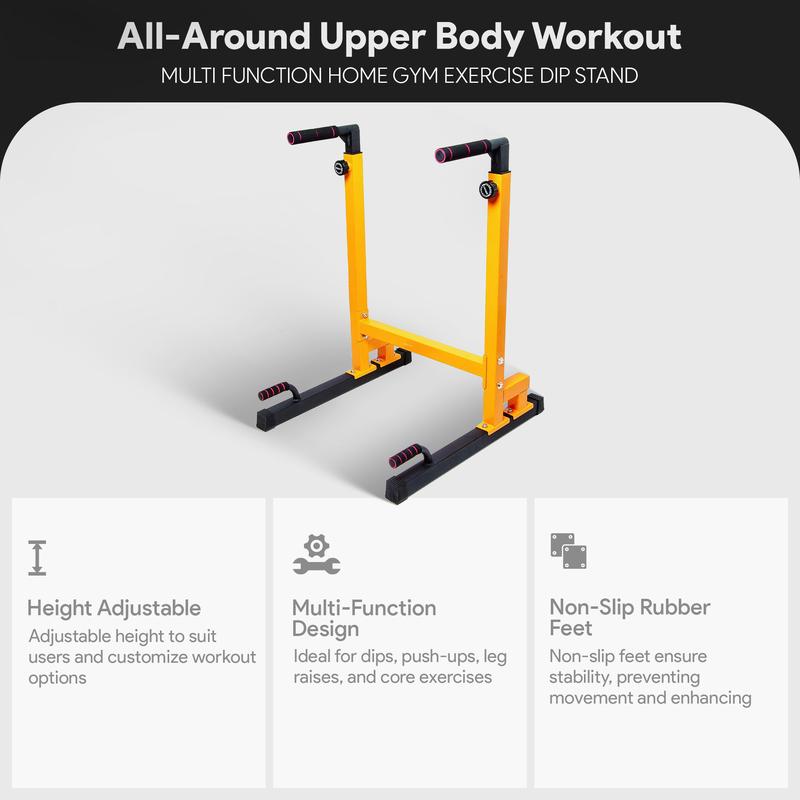 BalanceFrom Multi-Function Home Gym Exercise Dip Stand, 500lb Capacity, Pull Up Bar Fitness Equipment for Triceps and Upper Body Workout Equipment