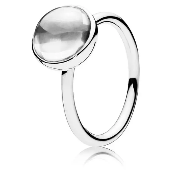 Pandora Poetic Droplet Ring, 925 Sterling Jewelry, Buff Cut Droplet Shape, 190982CZ-52, Everyday Wear, Impressive Sheen Silver Ring