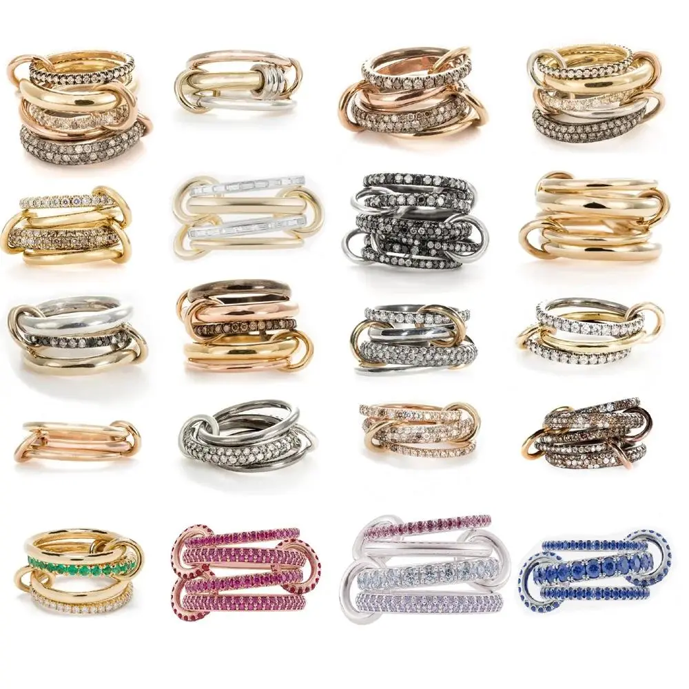 2026 New Women's Plain Micro-Paved 5A CZ Mix-Color Interchangeable Stacking Ring Set, Full-Finger Elegant Rhinestone Bridal Fashion Engagement Statement Multi Ring Costume Jewelry, Bridal Ring